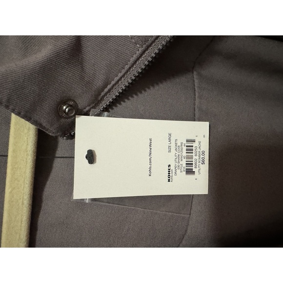 Nine West - Waist Length Snap up Utility Jacket / Blazer - Gray / Taupe - Size L - Picture 3 of 4